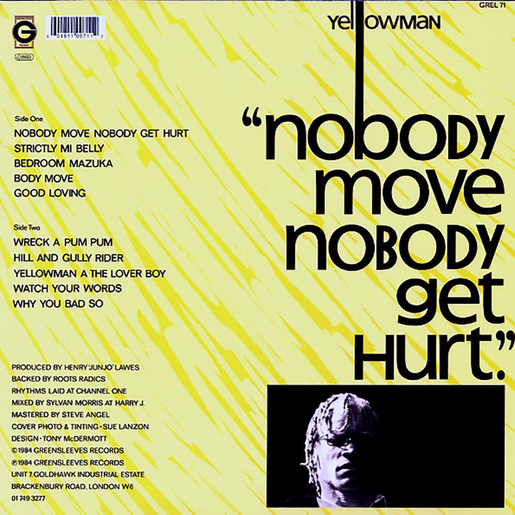 Yellowman - Nobody Move, Nobody Get Hurt vinyl LP back cover
