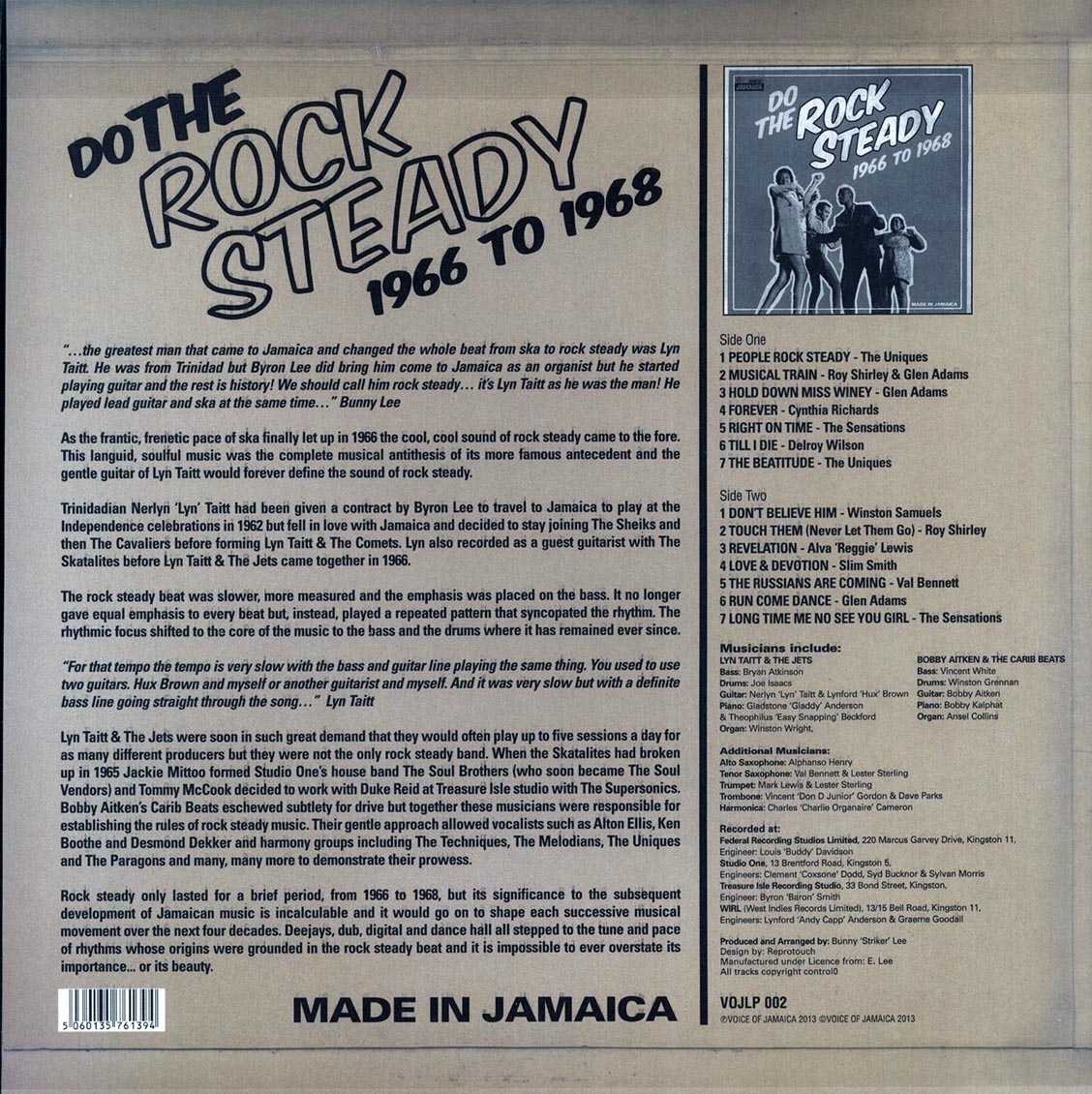 Uniques, The Sensations, Delroy Wilson, Etc. - Do The Rock Steady: 1966-1968 (180g) vinyl LP back cover