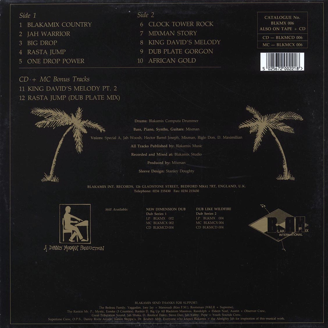 Mixman - Dub Series 3: African Gold (orig. press) vinyl LP back cover