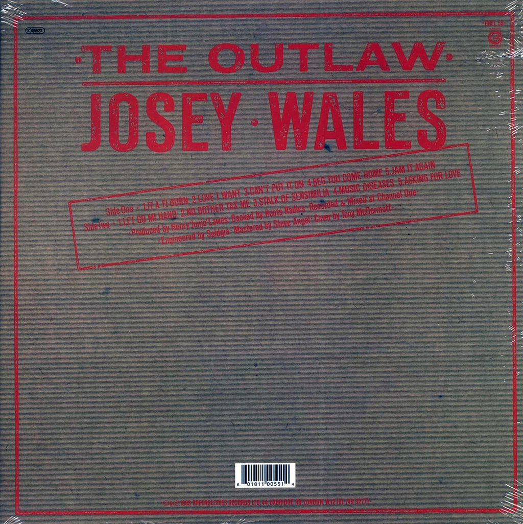 Josey Wales - The Outlaw vinyl LP back cover