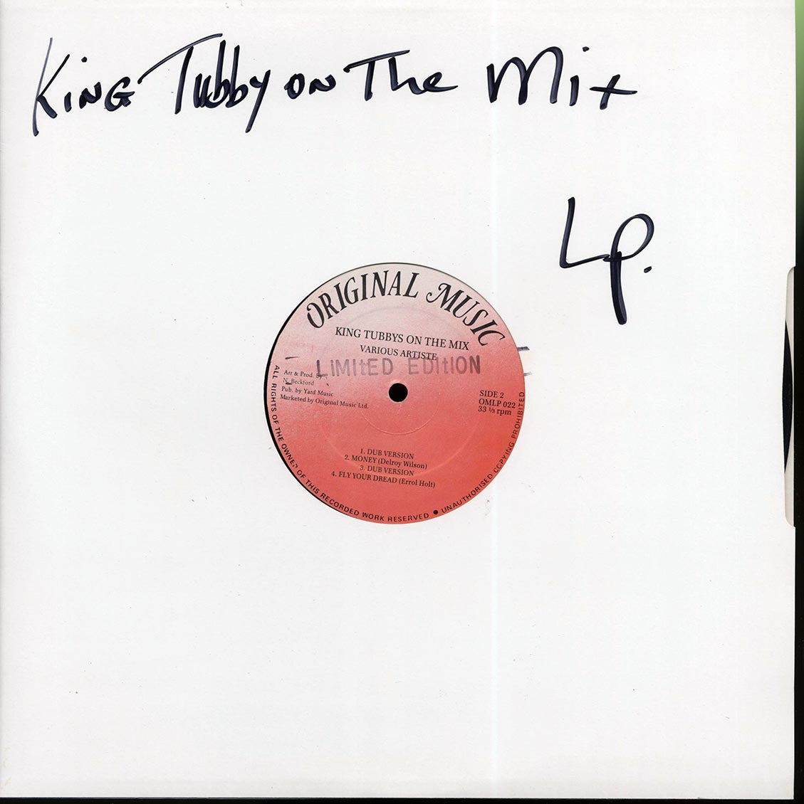 King Tubby, The Symbals, Roman Stewart, Jah Woosh, Errol Holt, Etc. - On The Mix Volume 1 vinyl LP back cover