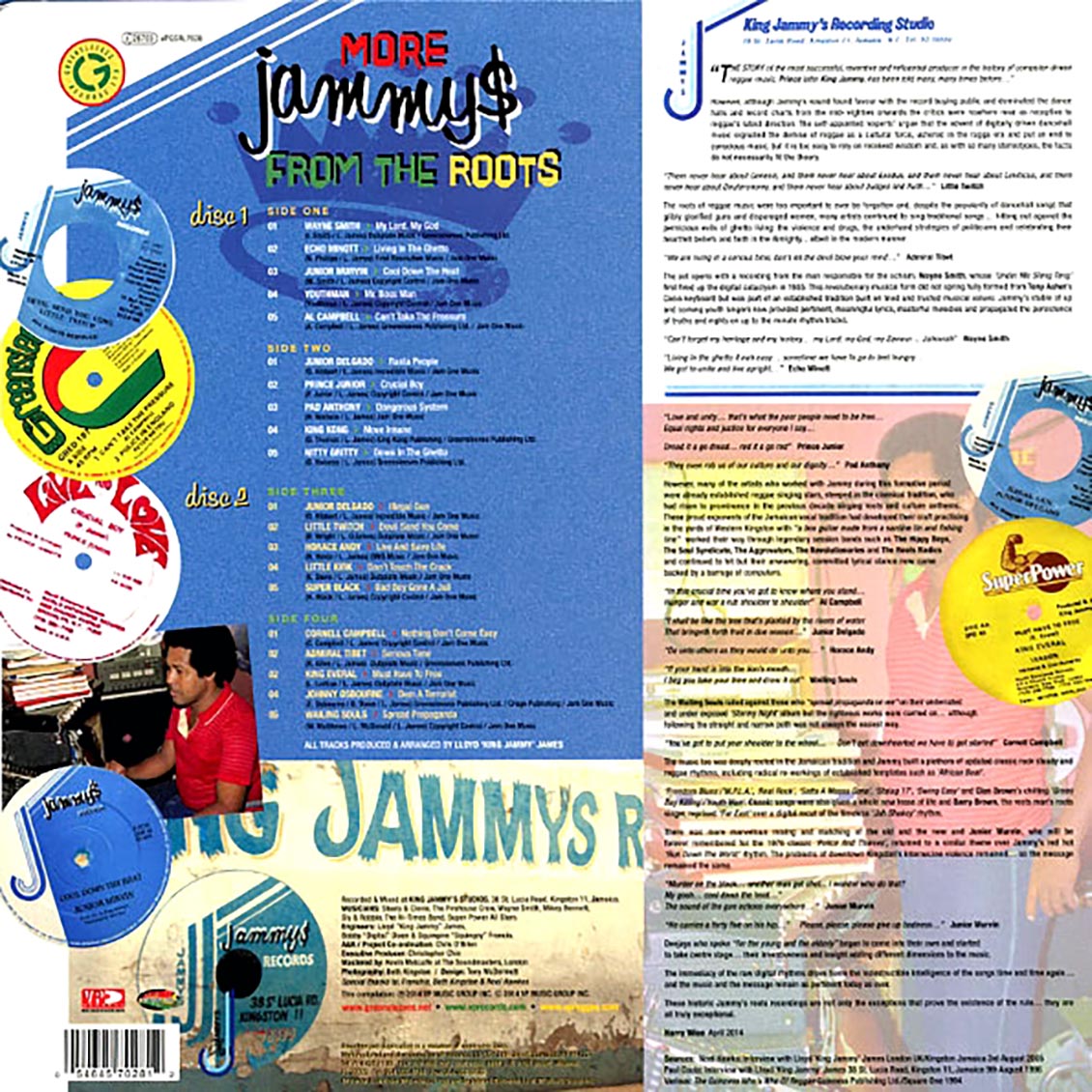 King Kong, Nitty Gritty, Wayne Smith, Johnny Osbourne, Etc. - More Jammys From The Roots (2xLP) vinyl LP back cover