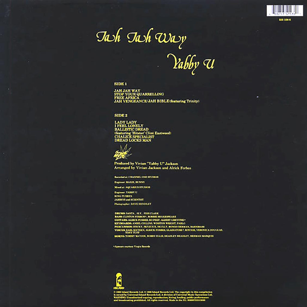 Yabby You - Jah Jah Way (180g) vinyl LP back cover
