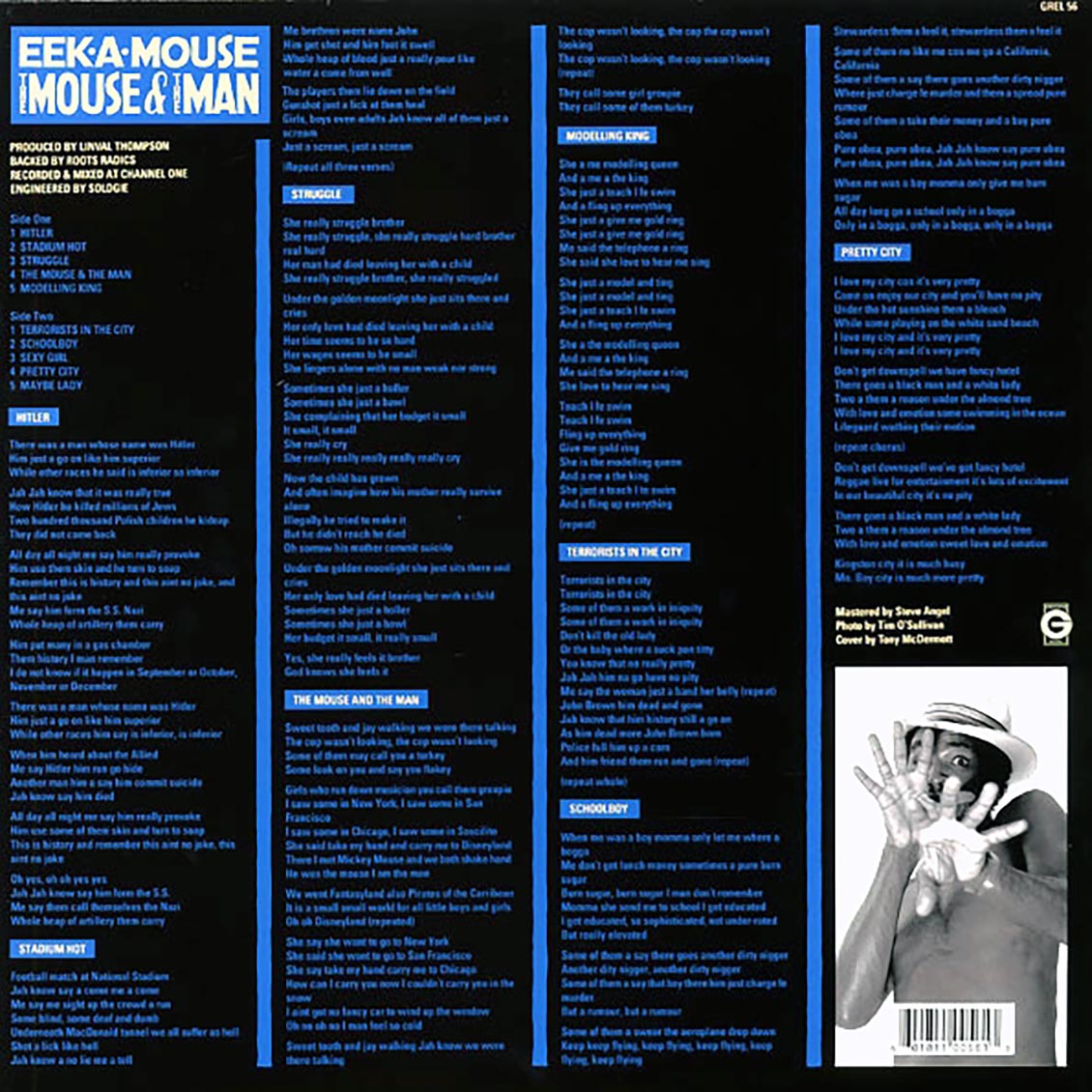 Eek A Mouse - Mouse & The Man vinyl LP back cover