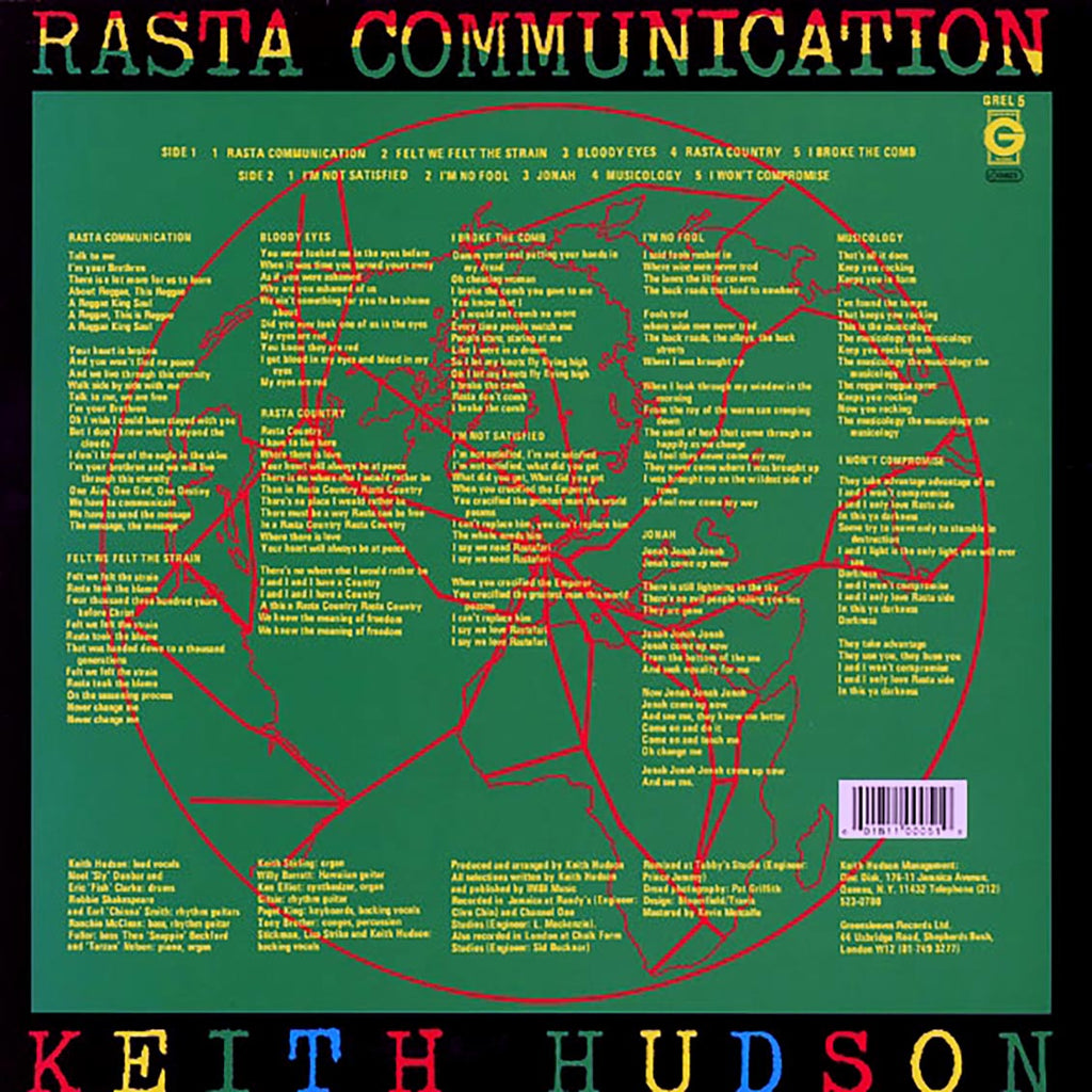 Keith Hudson - Rasta Communication vinyl LP back cover