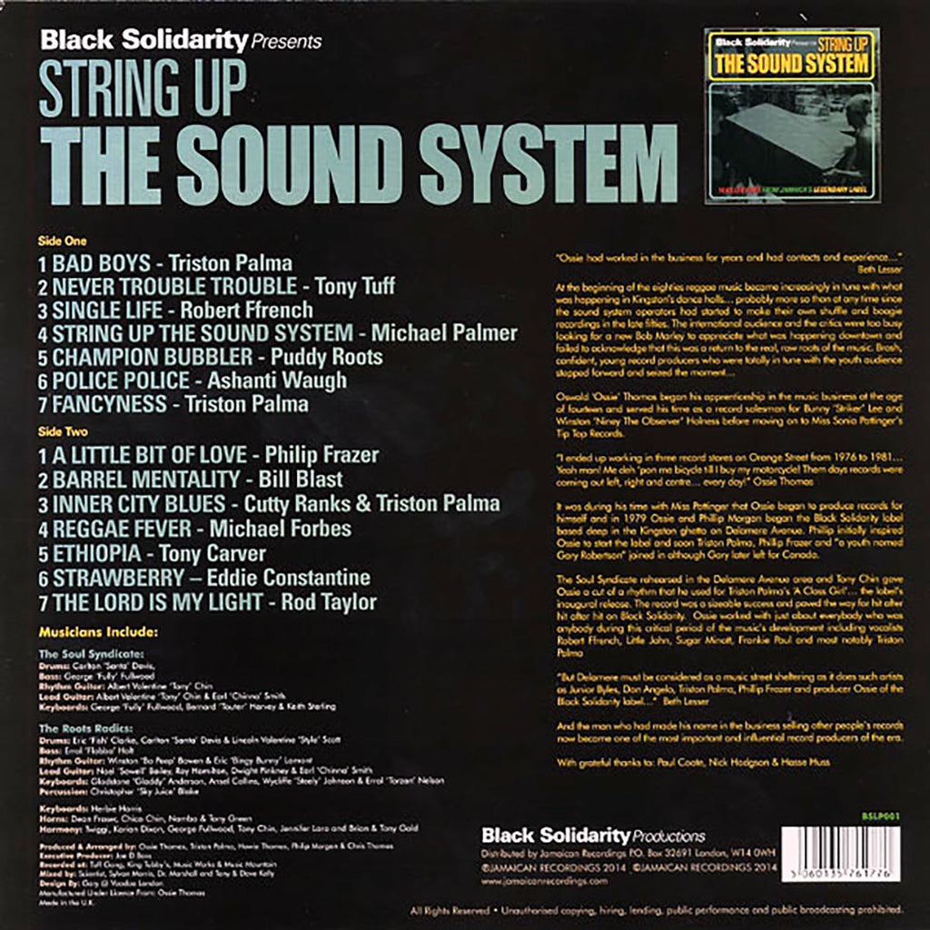 Rod Taylor, Triston Palmer, Ashanti Waugh, Etc. - String Up The Sound System (180g) vinyl LP back cover