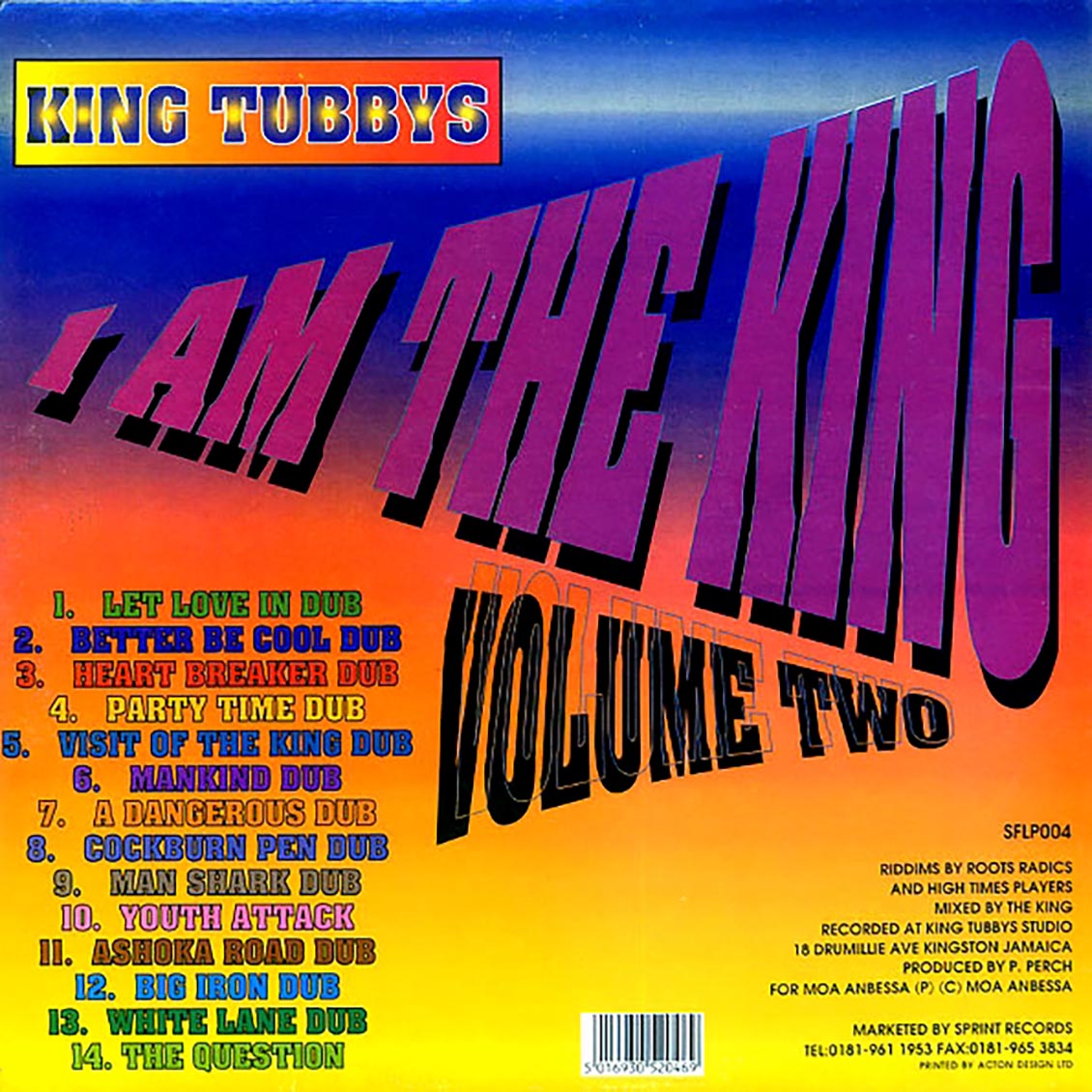 King Tubby - I Am The King Part 2 vinyl LP back cover