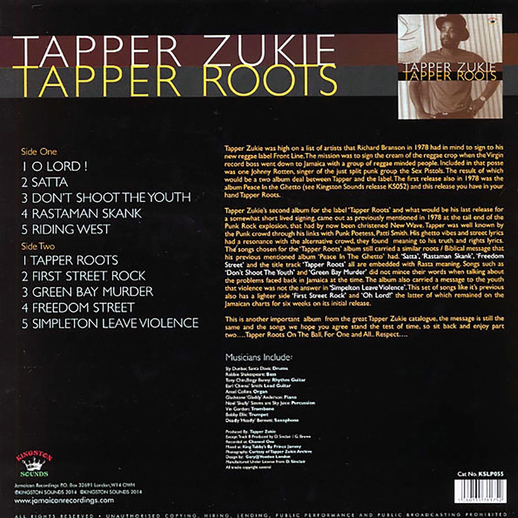 Tappa Zukie - Tapper Roots (180g) vinyl LP back cover