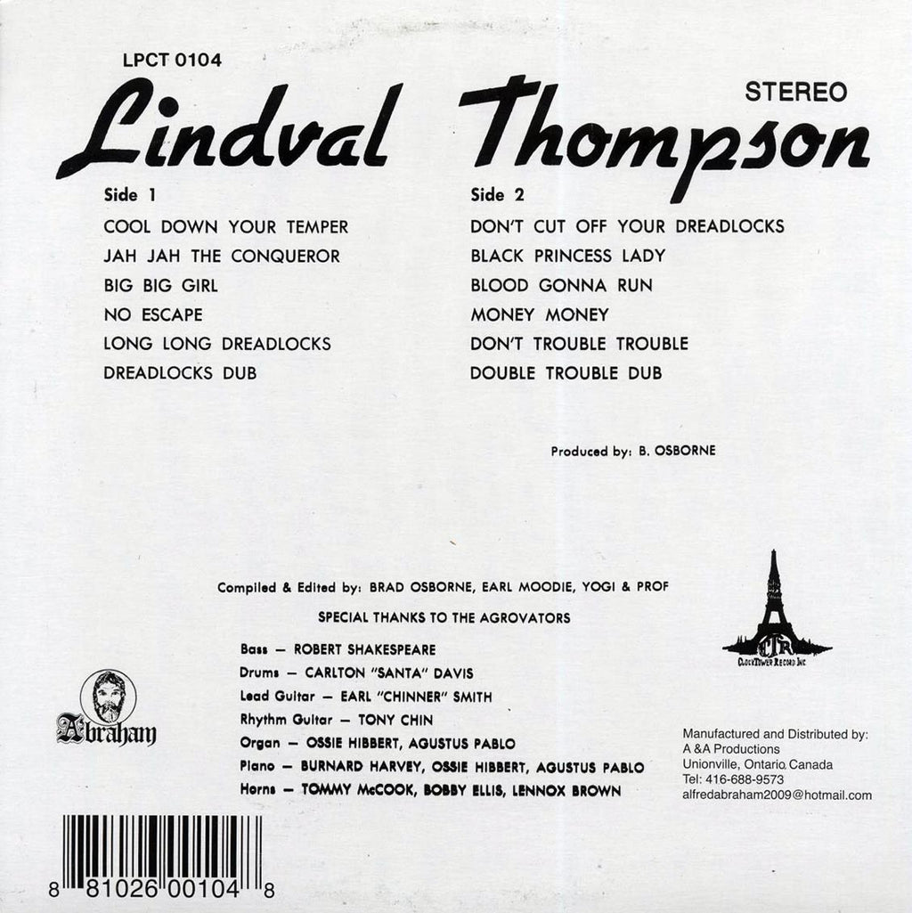 Linval Thompson - Cool Down vinyl LP back cover