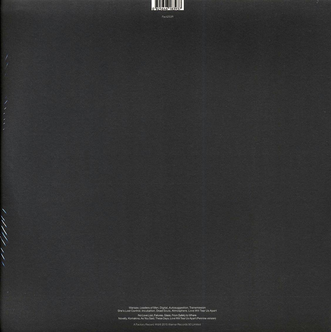 Joy Division - Substance: 1977-1980 (2xLP) (180g) vinyl LP back cover