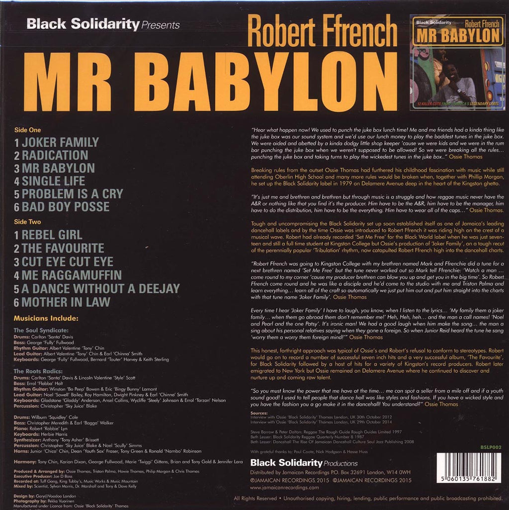 Robert Ffrench - Mr. Babylon (180g) vinyl LP back cover
