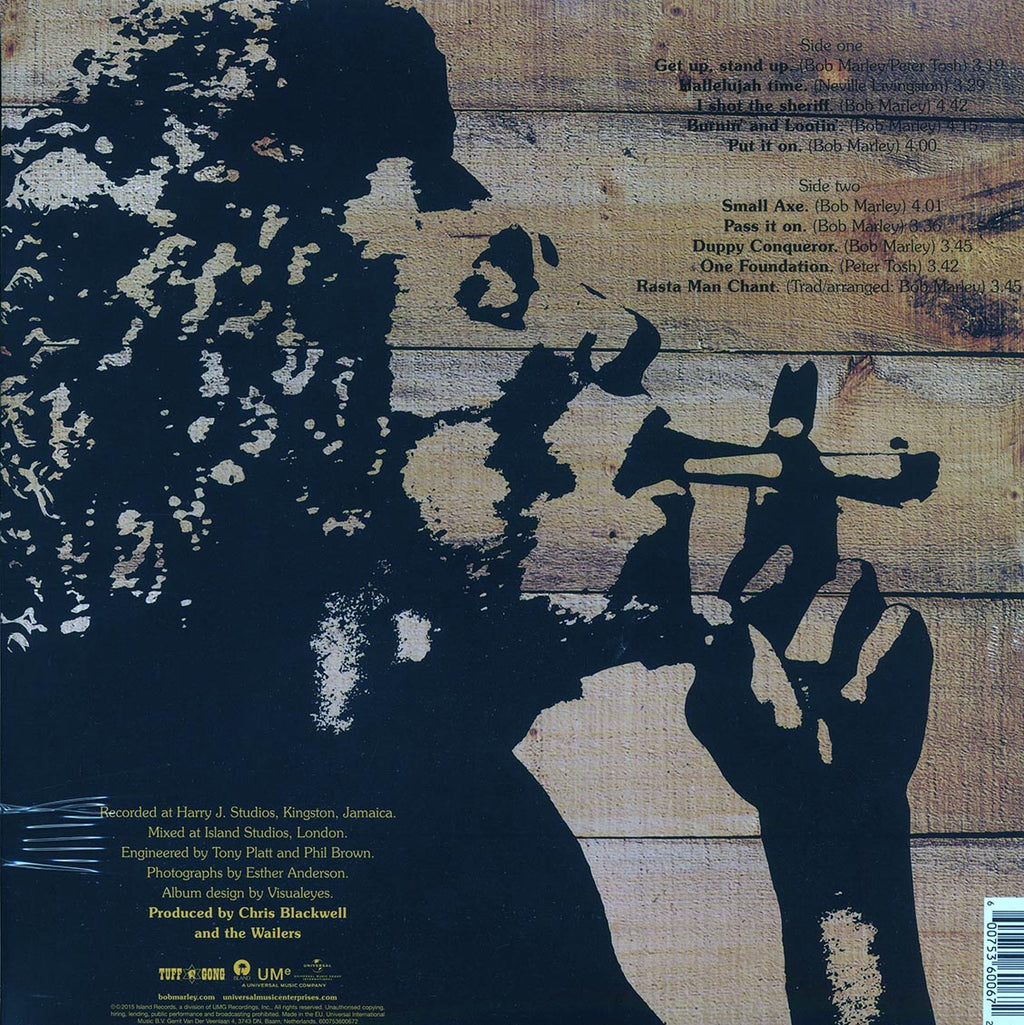 Bob Marley - Burnin' (180g) vinyl LP back cover