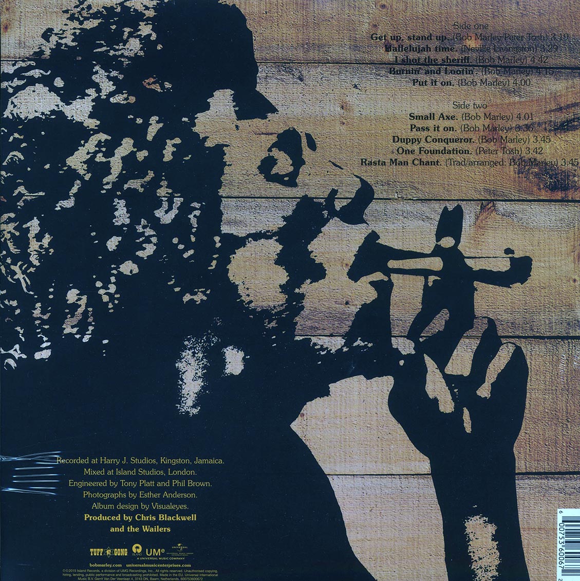 Bob Marley - Burnin' (180g) vinyl LP back cover