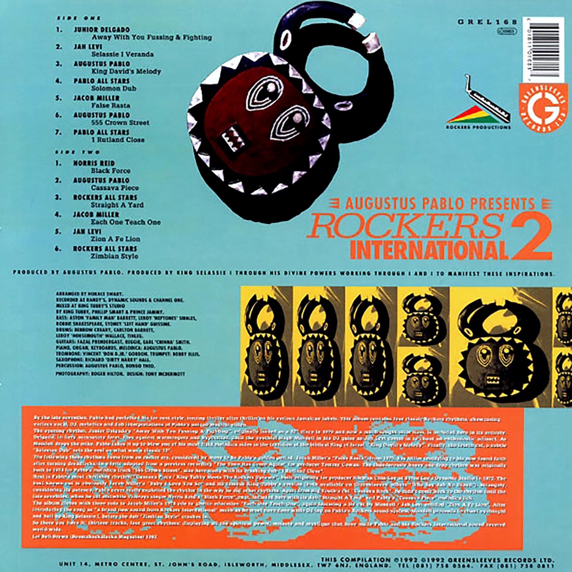 Augustus Pablo, Jacob Miller, Hugh Mundell, Etc. - Rockers International 2 vinyl LP back cover