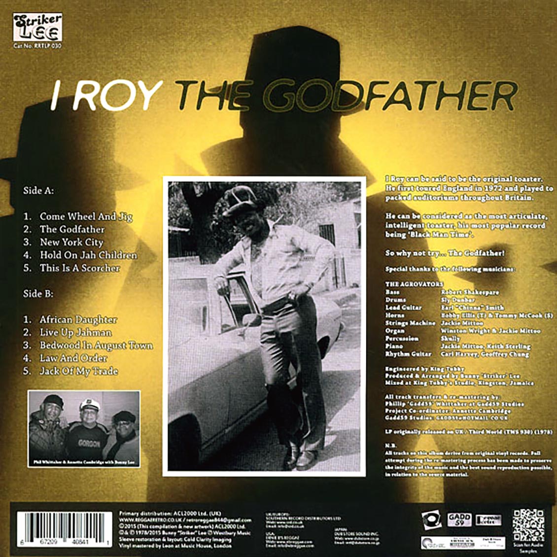 I Roy - The Godfather (ltd. 400 copies made) (colored vinyl) vinyl LP back cover