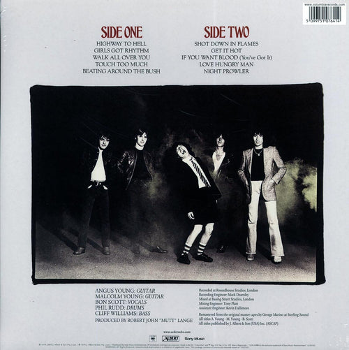 AC/DC - Highway To Hell (180g) vinyl LP back cover