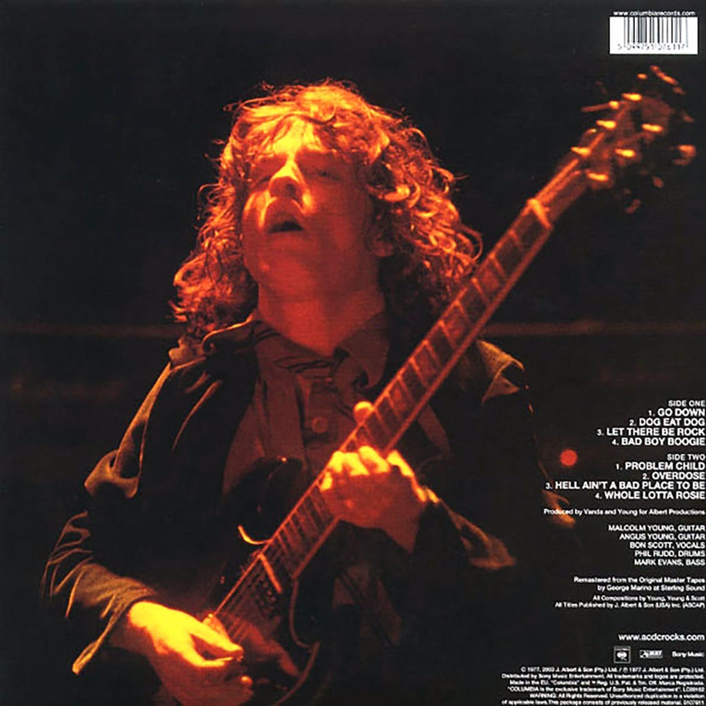 AC/DC - Let There Be Rock (180g) vinyl LP back cover