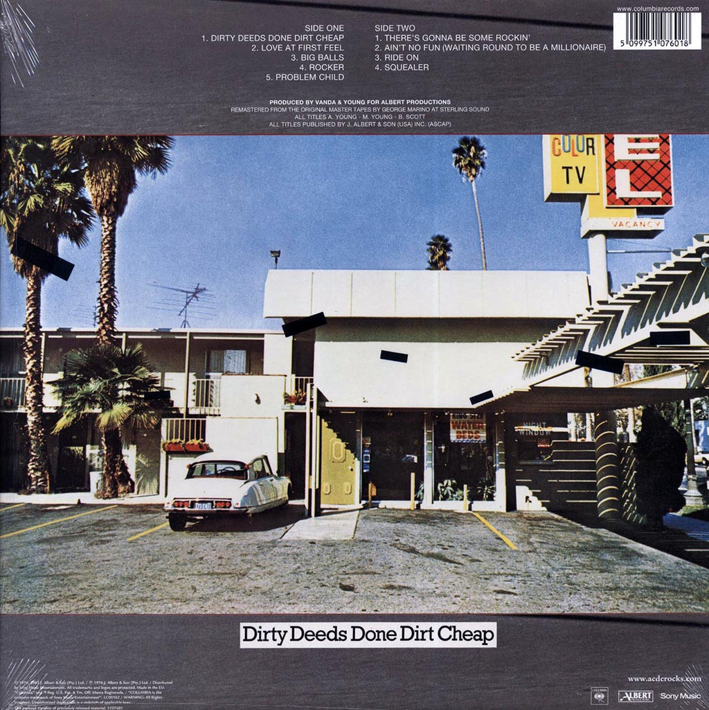 AC/DC - Dirty Deeds Done Dirt Cheap (180g) vinyl LP back cover