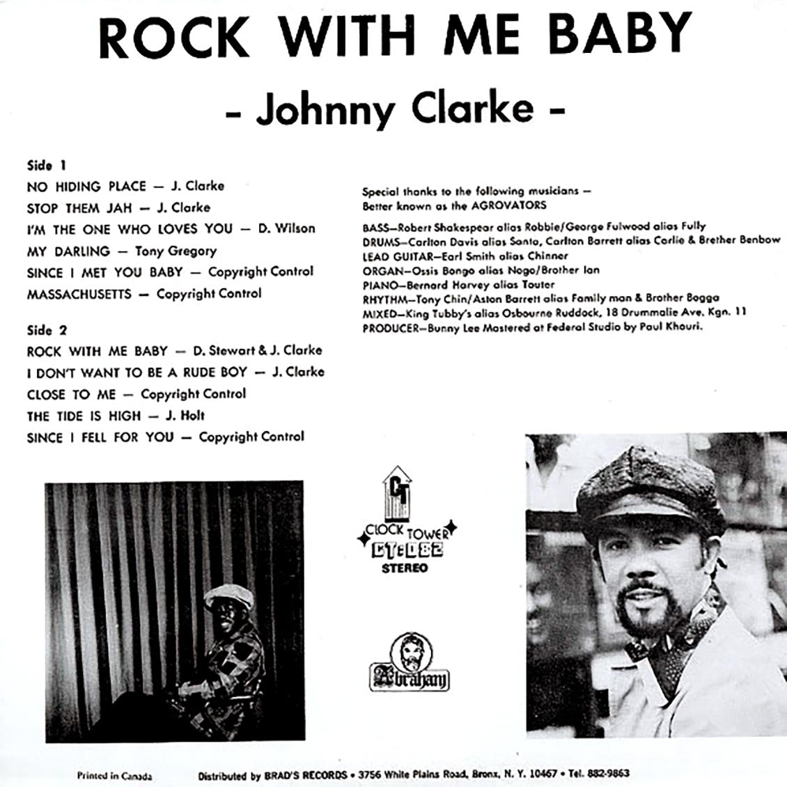 Johnny Clarke - Rock With Me Baby vinyl LP back cover