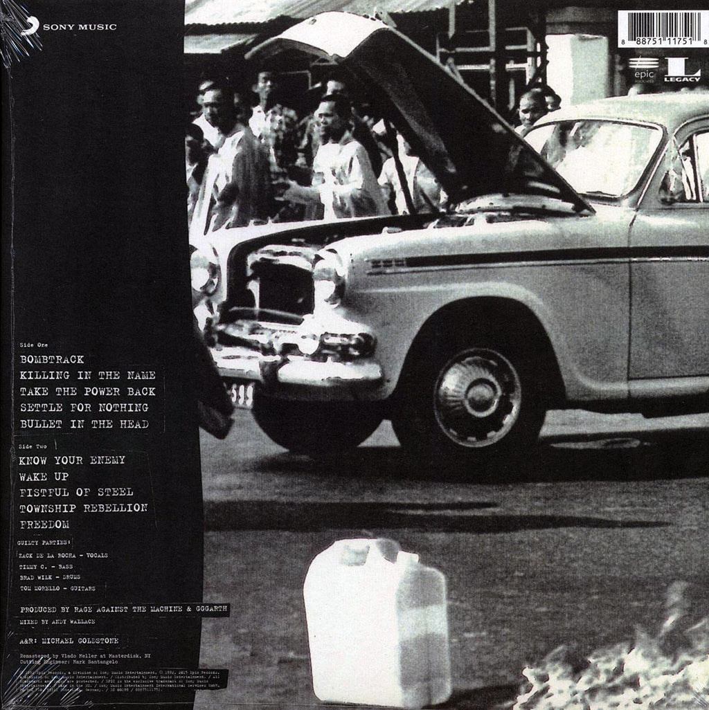 Rage Against The Machine - Rage Against The Machine (180g) vinyl LP back cover