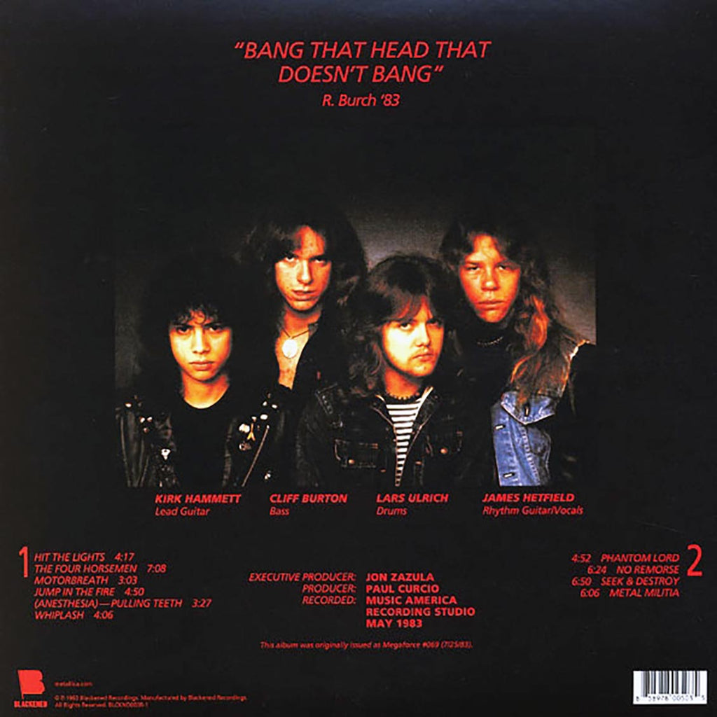 Metallica - Kill 'Em All (180g) vinyl LP back cover