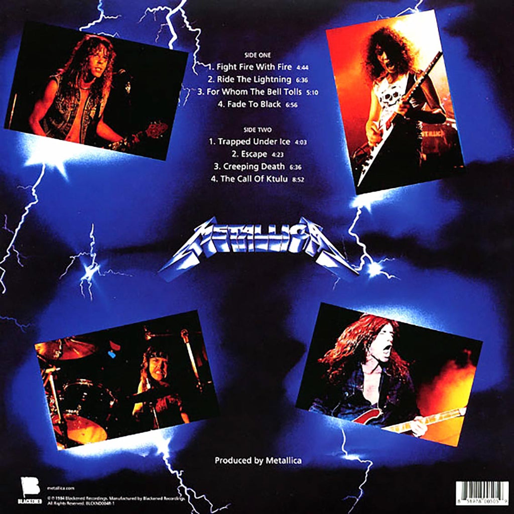 Metallica - Ride The Lightning (180g) vinyl LP back cover