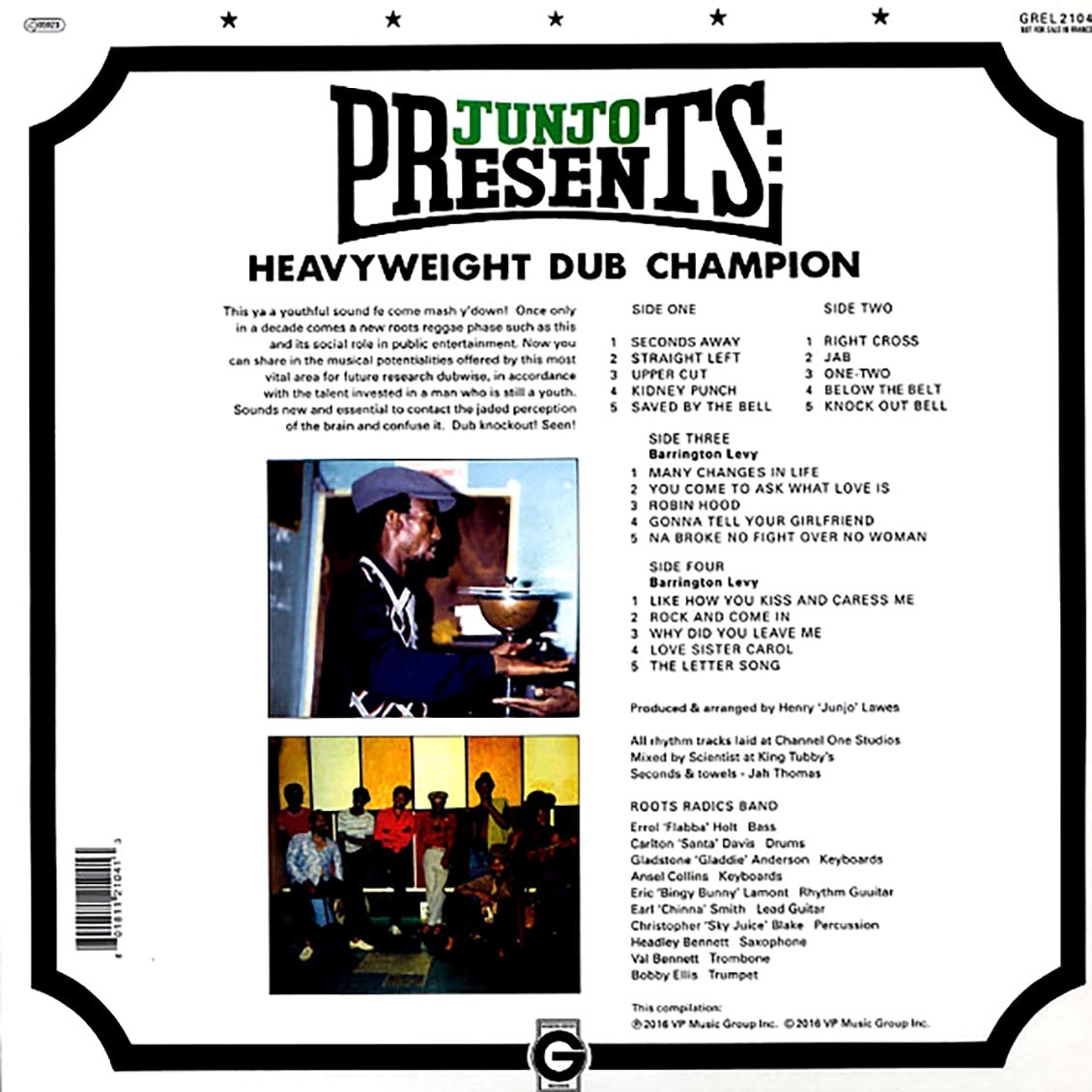 Scientist - Junjo Presents Heavyweight Dub Champion + Bonus Vocals Album (2xLP) vinyl LP back cover