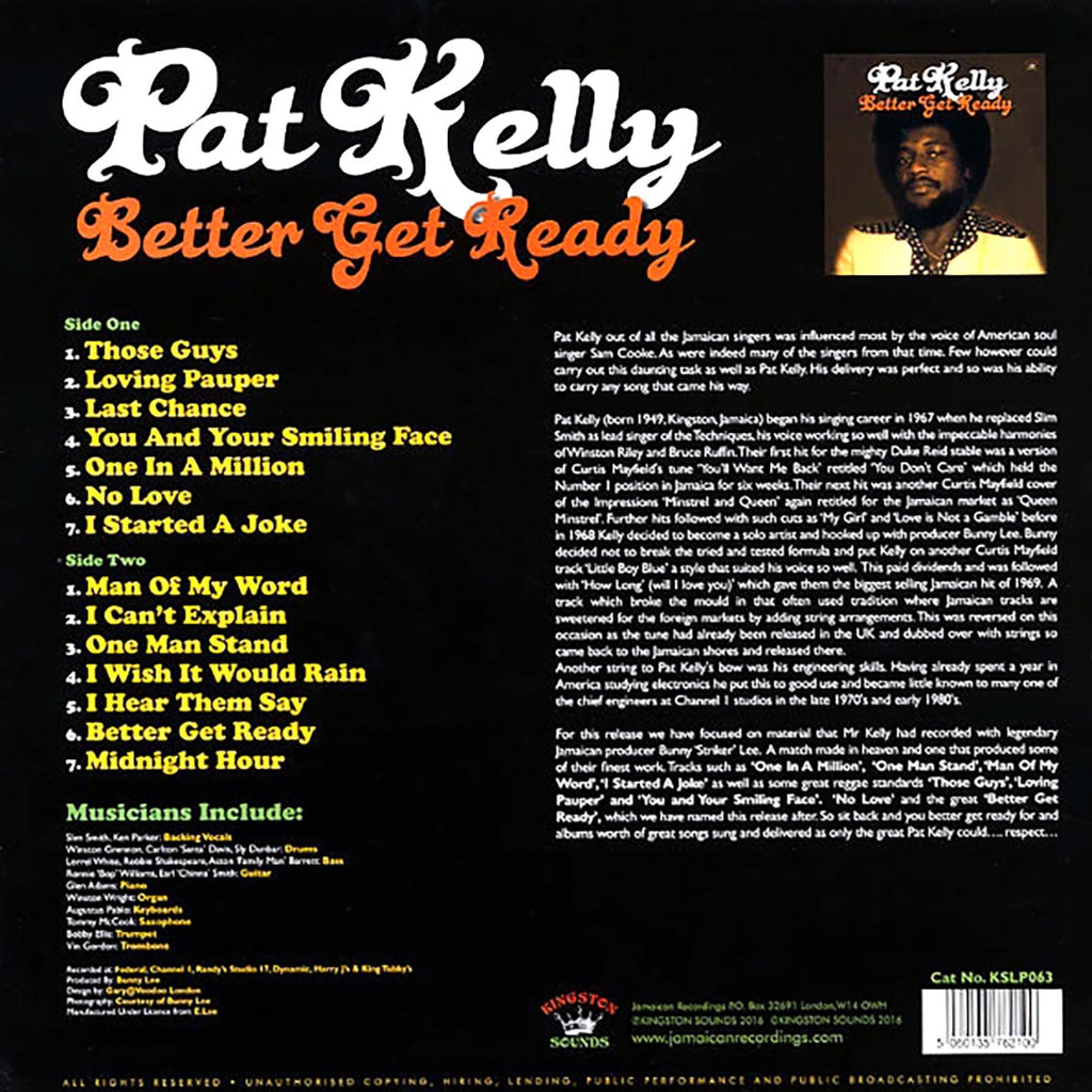 Pat Kelly - Better Get Ready (180g) vinyl LP back cover