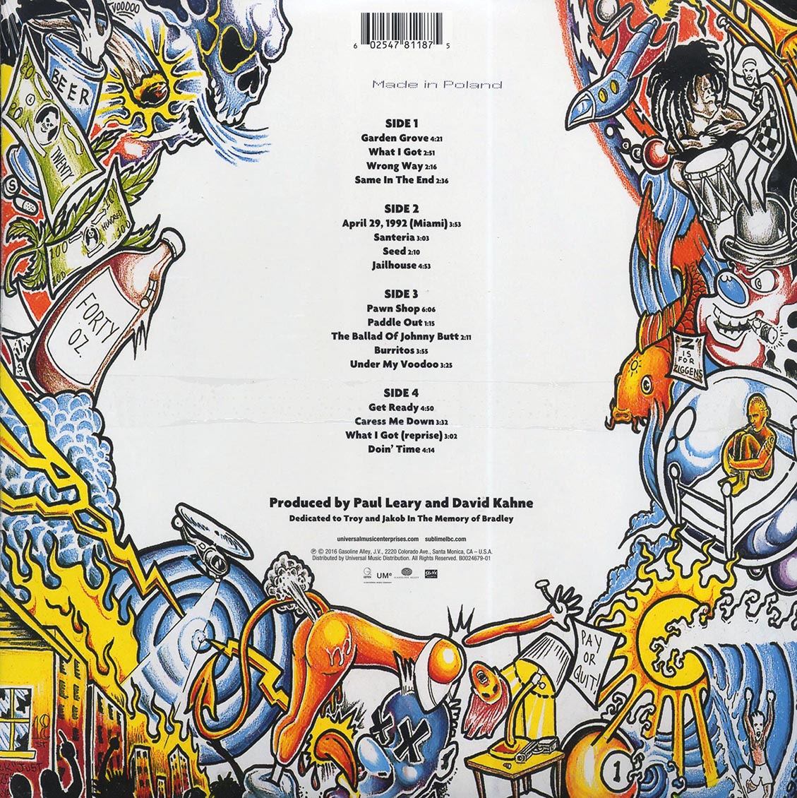 Sublime - Sublime (2xLP) (remastered) vinyl LP back cover