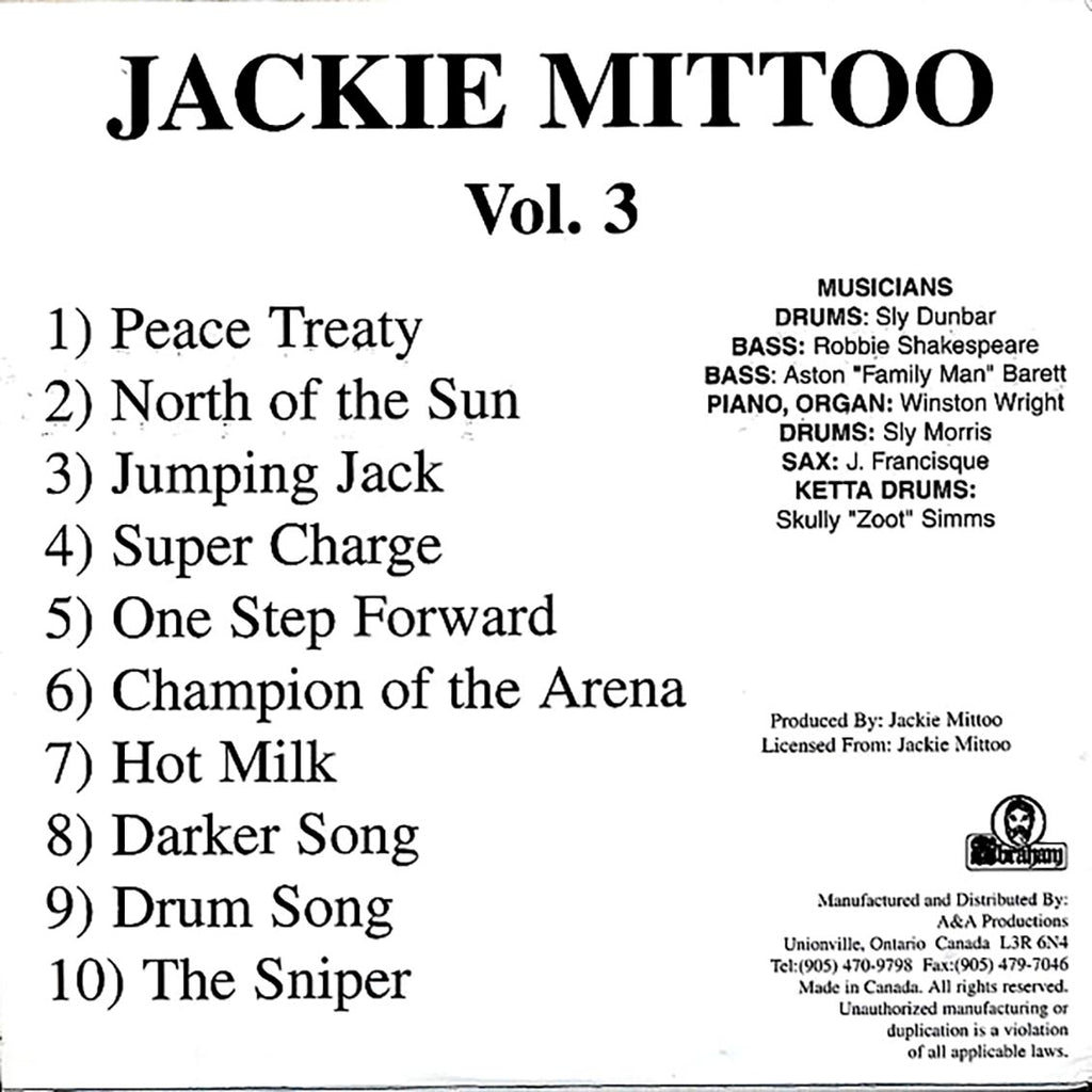 Jackie Mittoo - Showcase Volume 3 vinyl LP back cover
