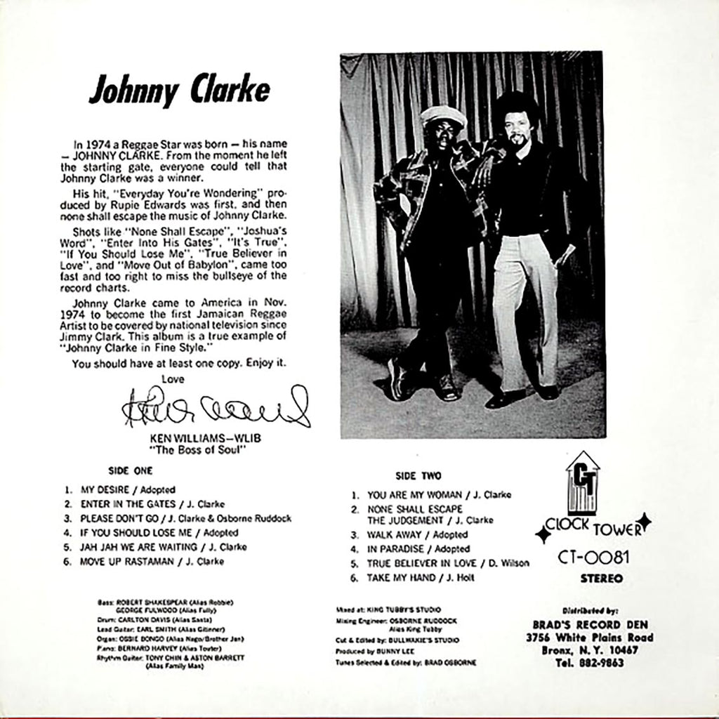 Johnny Clarke - Sings In Fine Style vinyl LP back cover