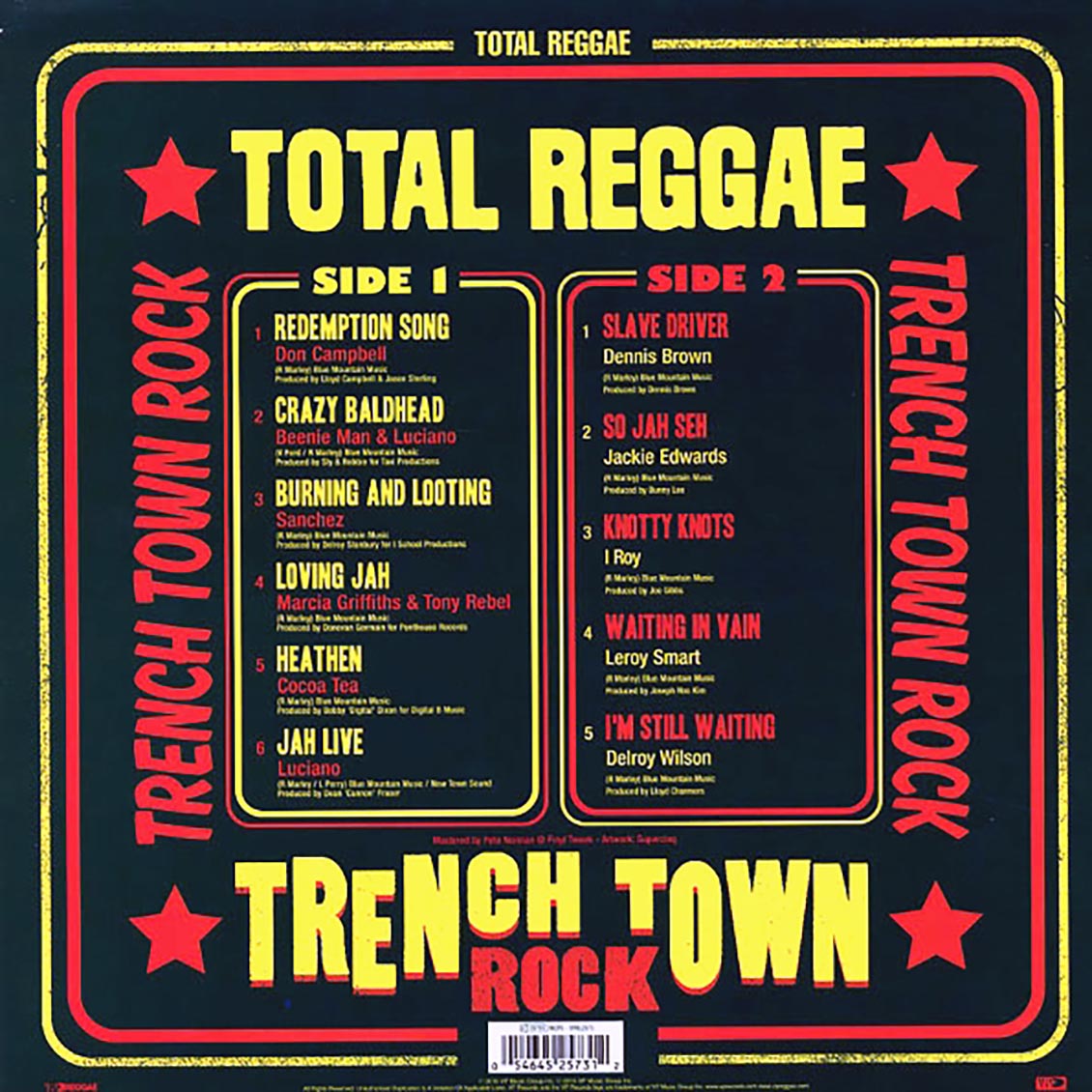 I Roy, Jackie Edwards, Dennis Brown, Etc. - Total Reggae: Trench Town Rock vinyl LP back cover