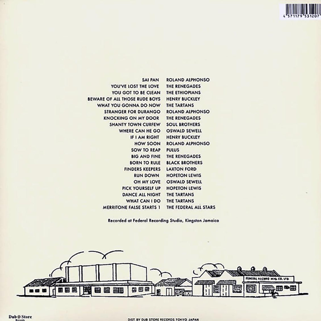 Hopeton Lewis, The Ethiopians, The Renegades, Etc. - Merritone Rock Steady 1: Shanty Town Curfew 1966-1967 (Japan) (Japan press) (2xLP) vinyl LP back cover