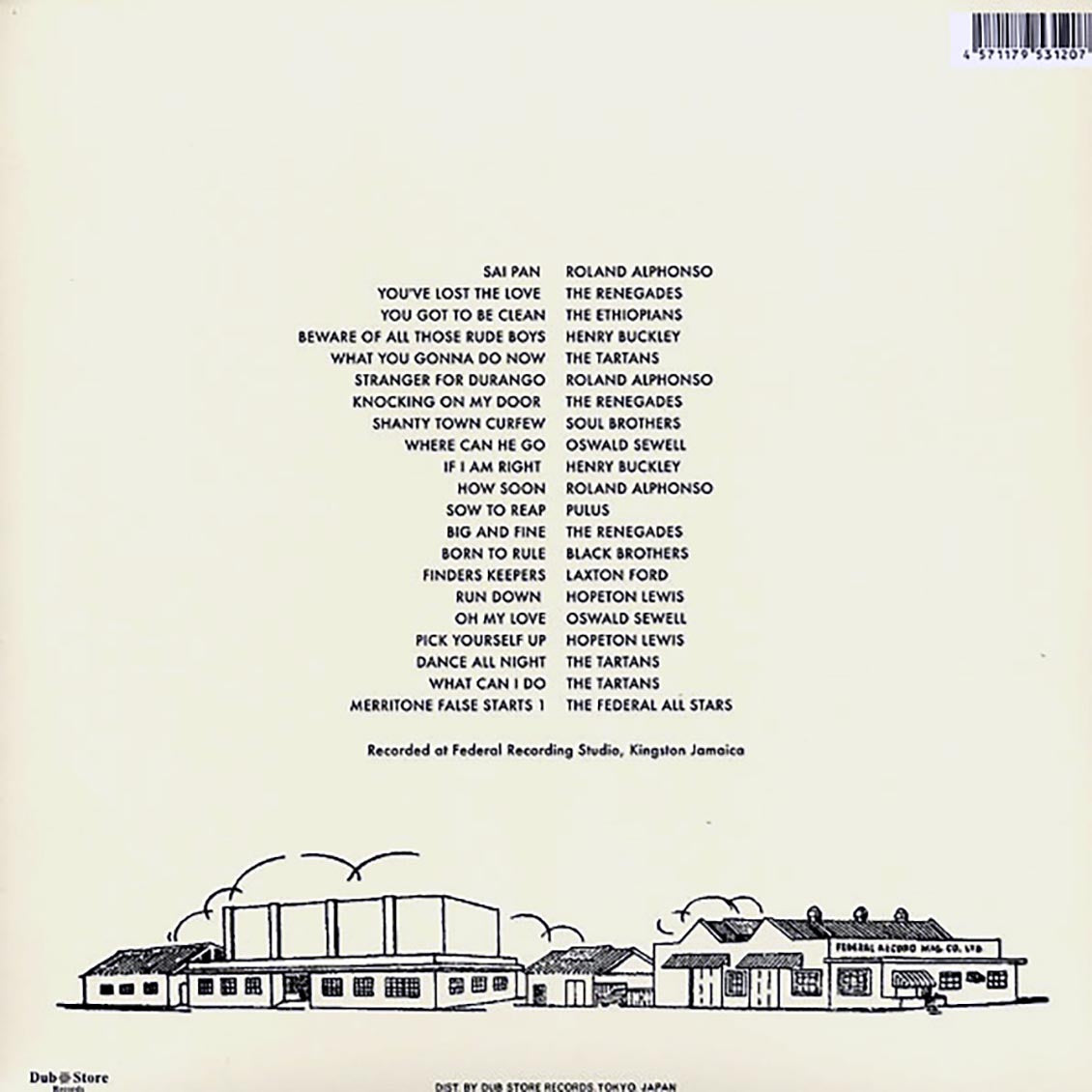 Hopeton Lewis, The Ethiopians, The Renegades, Etc. - Merritone Rock Steady 1: Shanty Town Curfew 1966-1967 (Japan) (Japan press) (2xLP) vinyl LP back cover