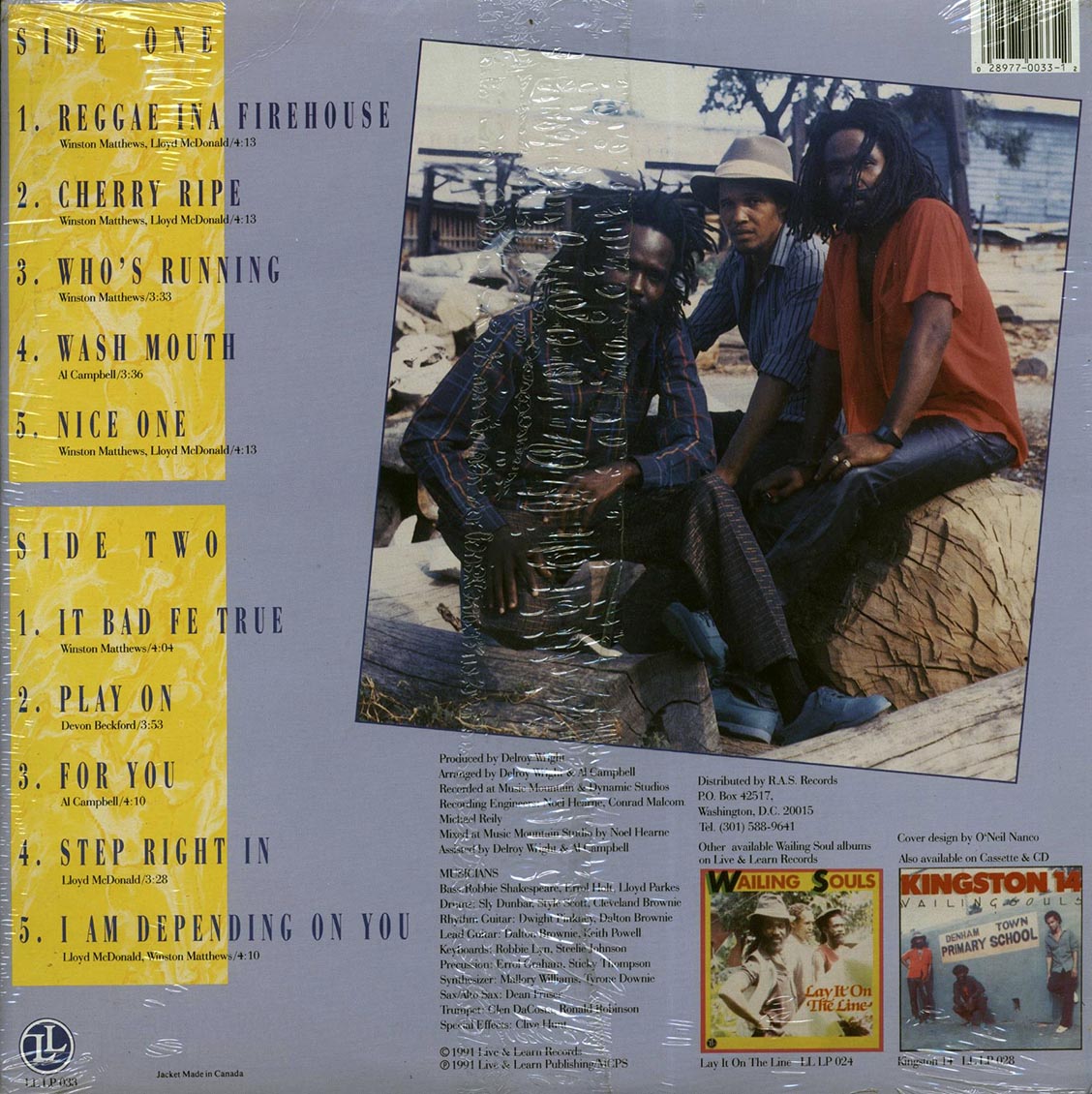 Wailing Souls - Reggae Ina Firehouse vinyl LP back cover