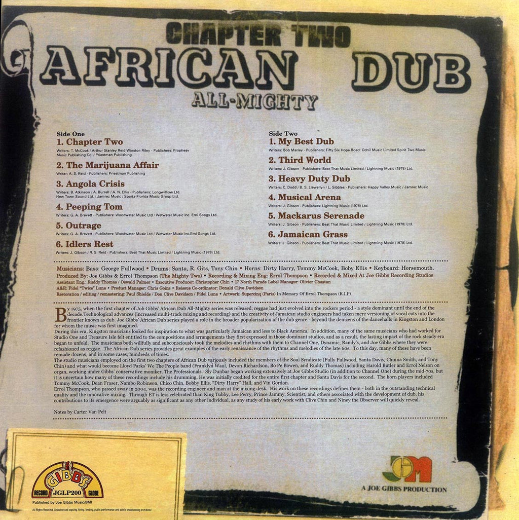 Joe Gibbs & The Professionals - African Dub All Mighty Chapter 2 vinyl LP back cover