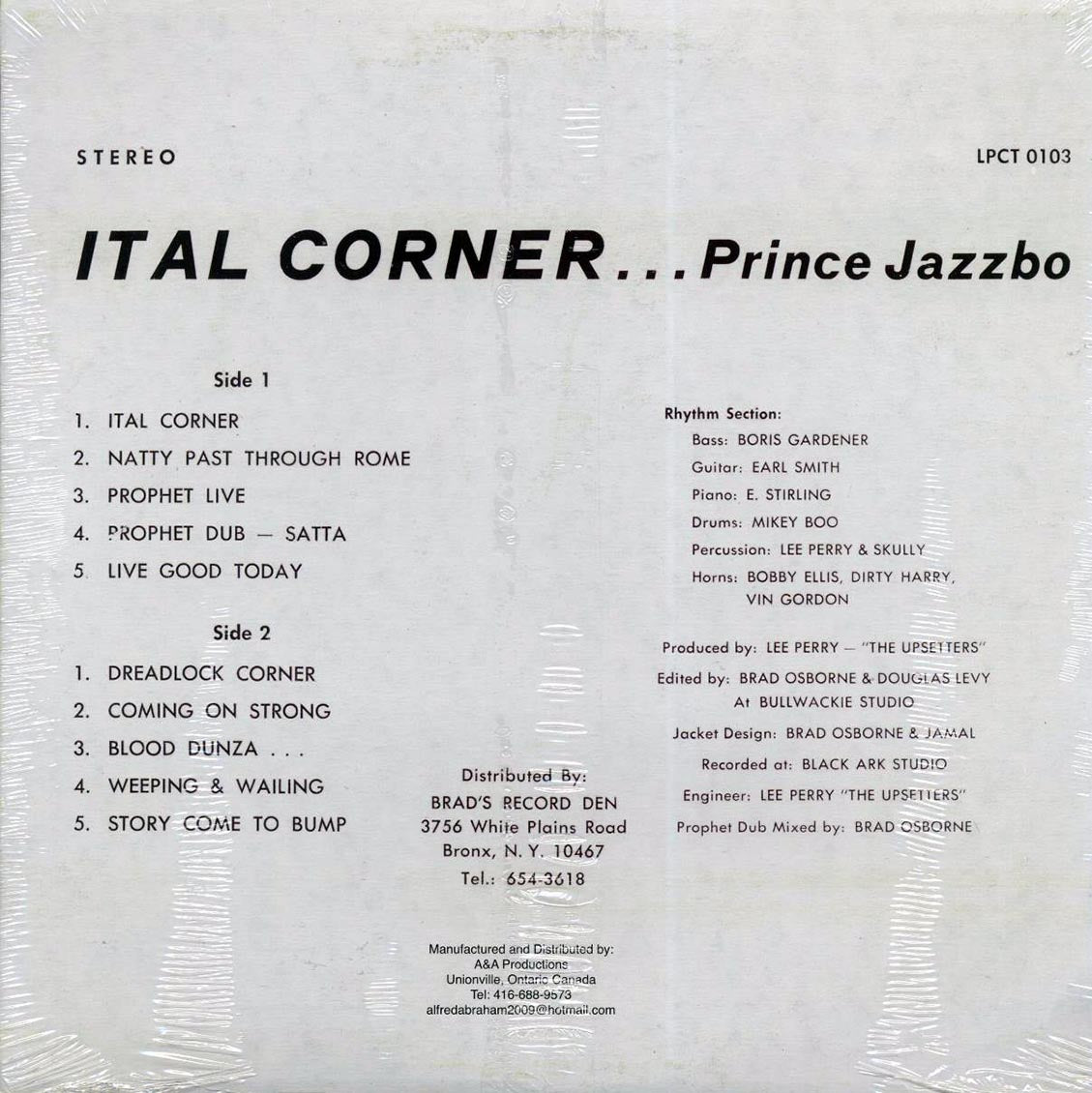 Prince Jazzbo - Ital Corner vinyl LP back cover