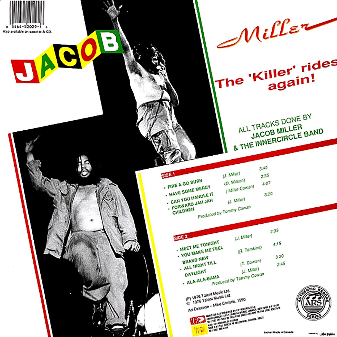 Jacob Miller - Killer Rides Again vinyl LP back cover