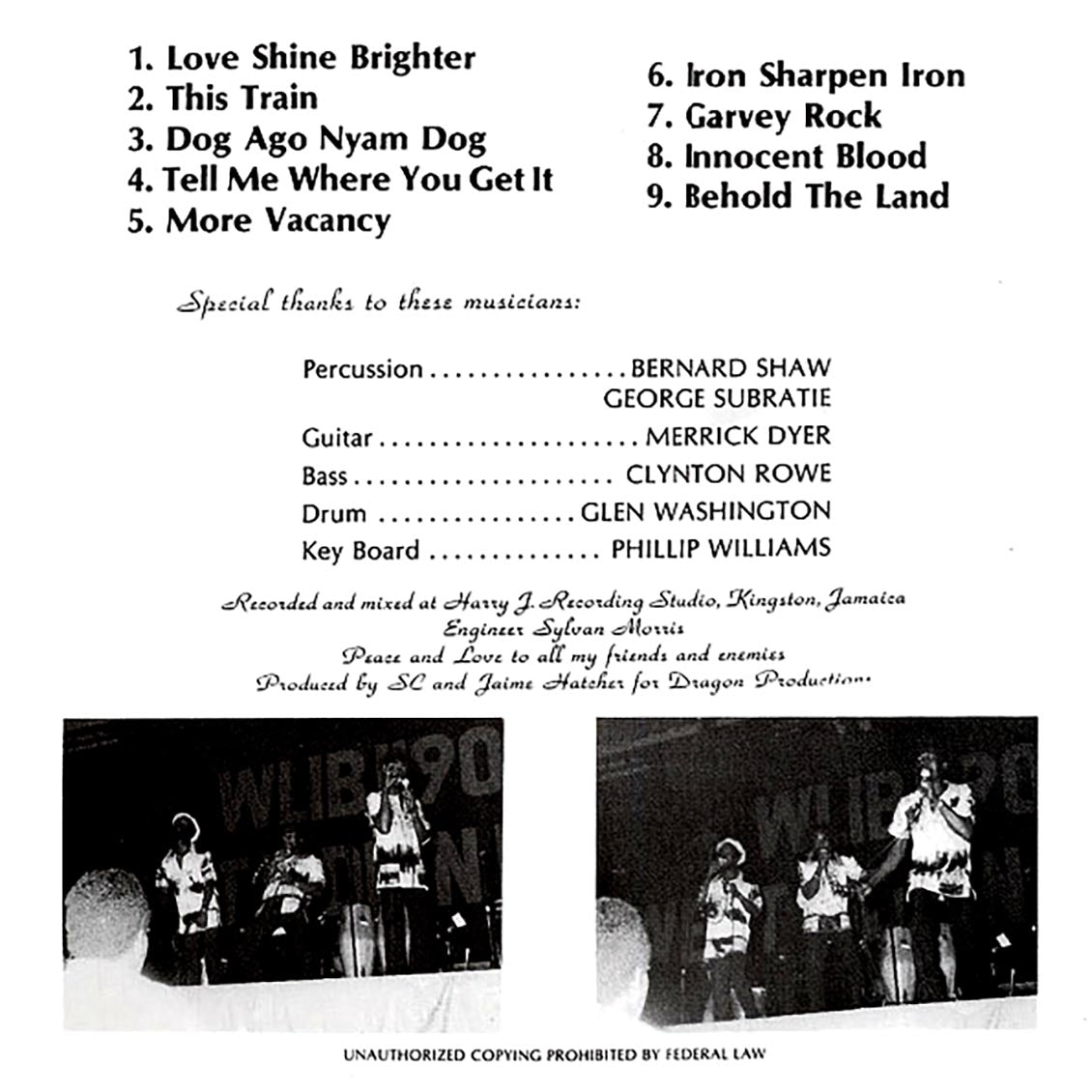 Culture - Africa Stand Alone vinyl LP back cover