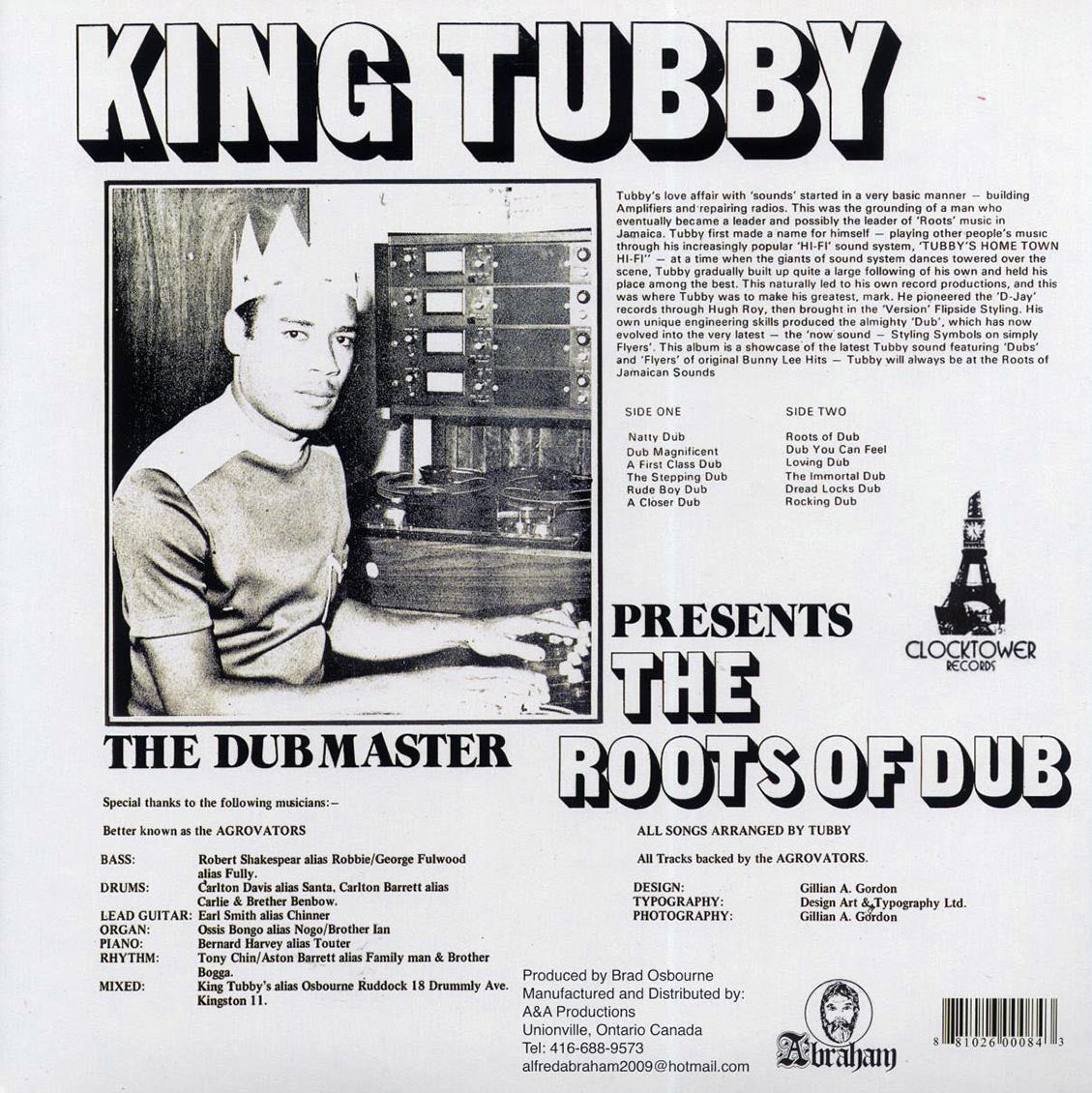 King Tubby - The Roots Of Dub vinyl LP back cover