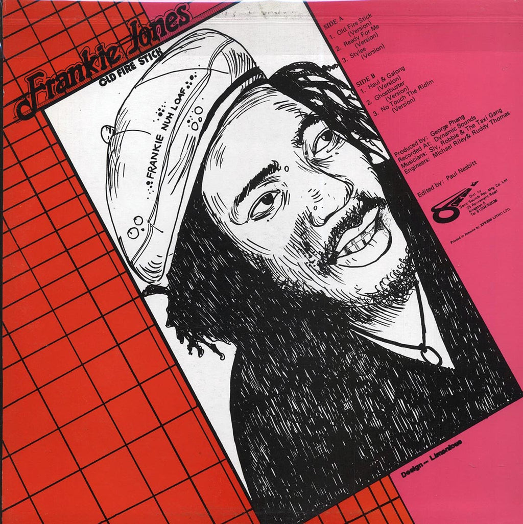 Frankie Jones - Old Fire Stick (1985 FIRST PRESS) (Jamaica press) (orig. press) vinyl LP back cover