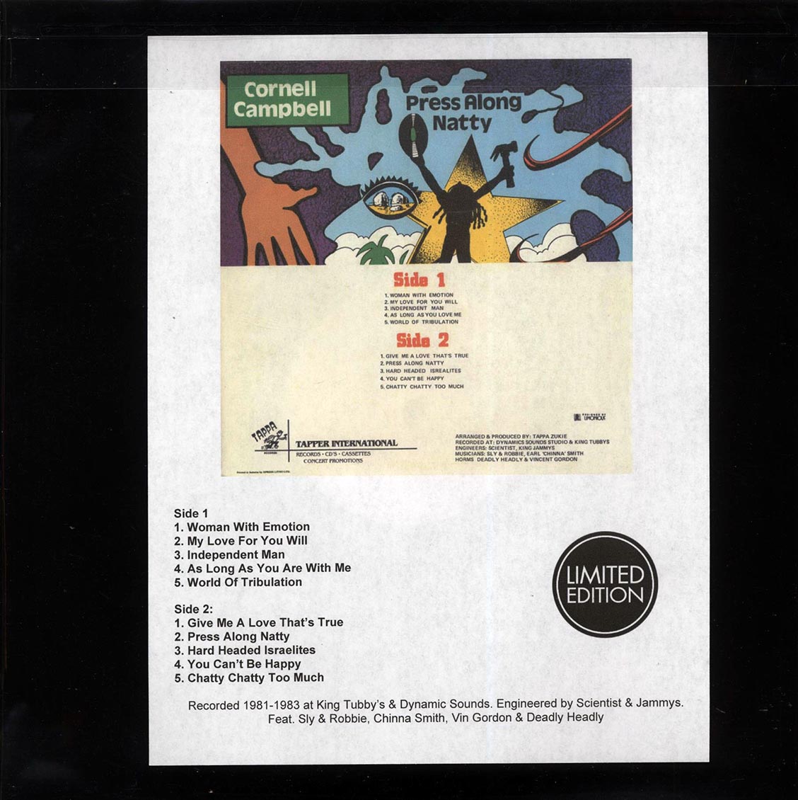 Cornell Campbell - Press Along Natty (Jamaica press) (plain jacket) vinyl LP back cover