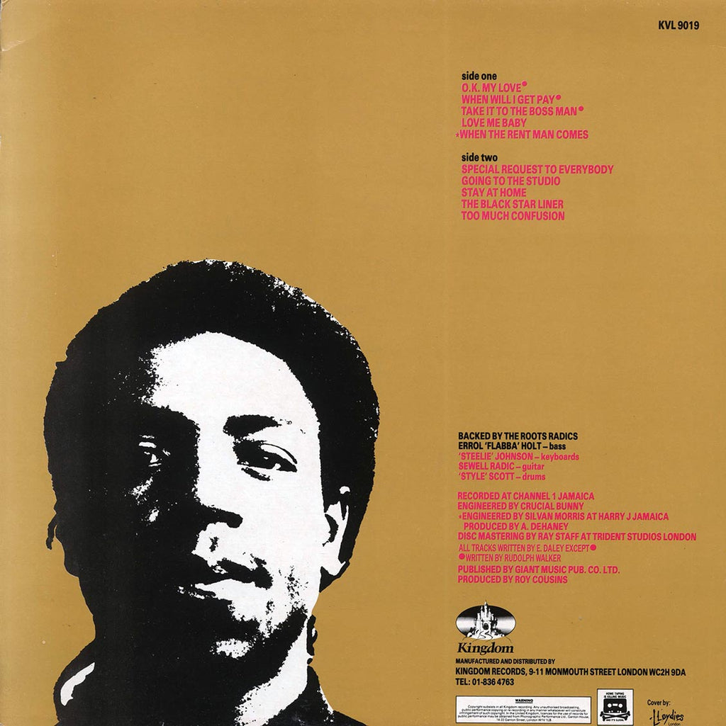 Earl Sixteen - Songs Of Love And Hardship vinyl LP back cover