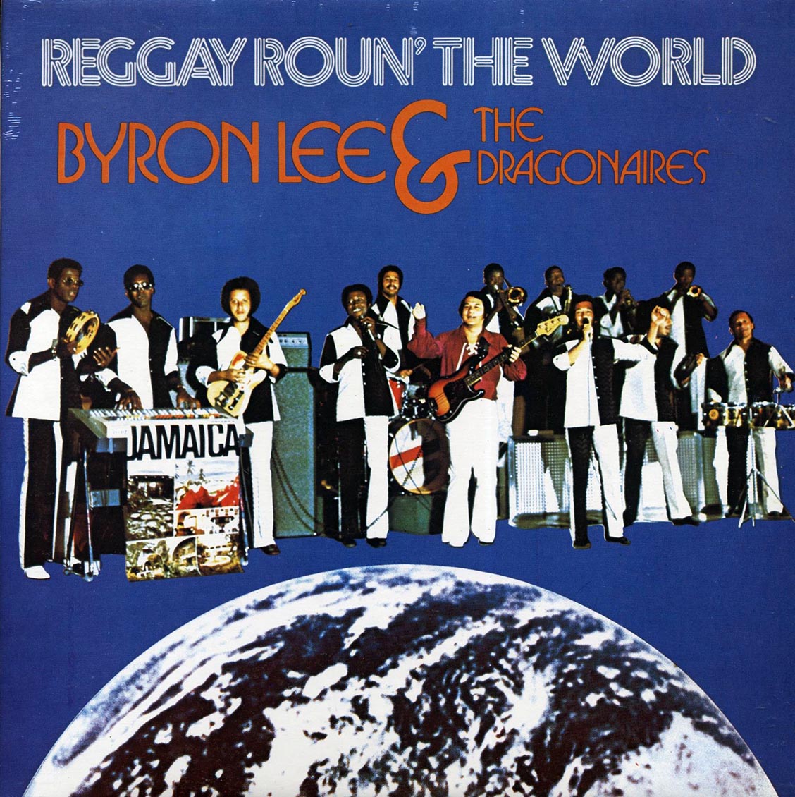 Byron Lee & The Dragonaires - Reggay Roun' The World (Jamaica press) (orig. press) vinyl LP front cover