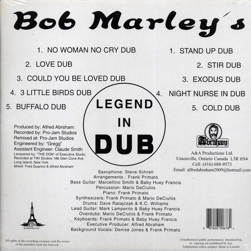 Bob Marley - Legend In Dub vinyl LP back cover