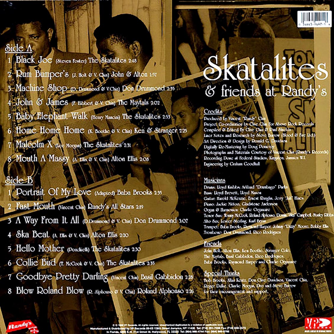 The Skatalites - The Skatalites & Friends At Randy's vinyl LP back cover