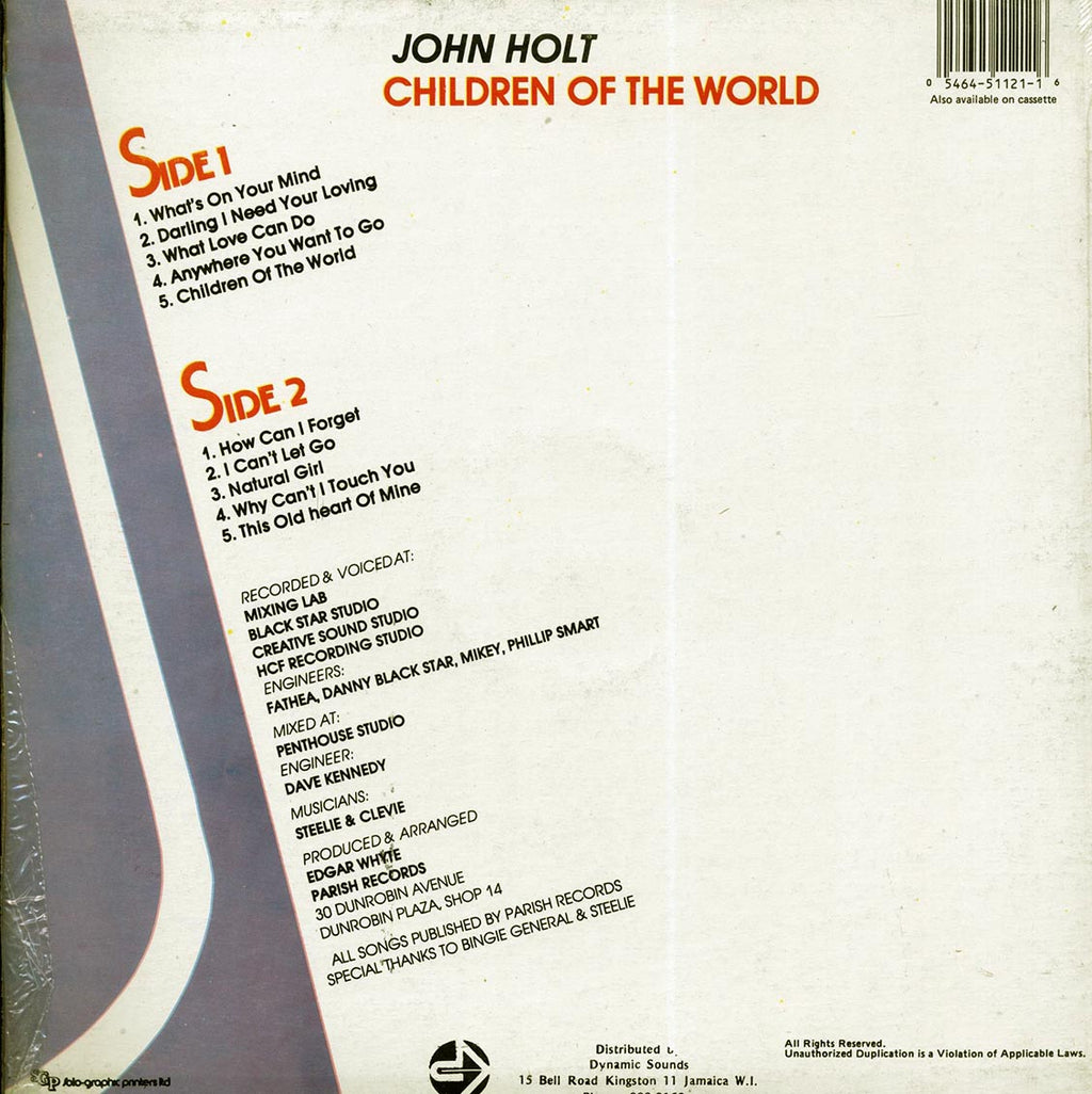 John Holt - Children Of The World vinyl LP back cover