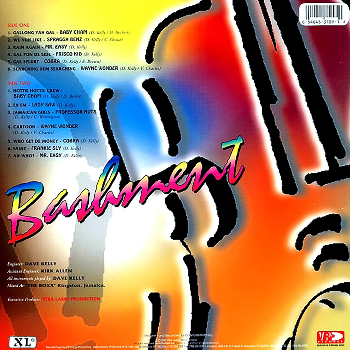 Cobra, Wayne Wonder, Baby Cham, Lady Saw, Etc. - Showtime Jam (Bashment) (rhythm: "Showtime") (orig. press) vinyl LP back cover