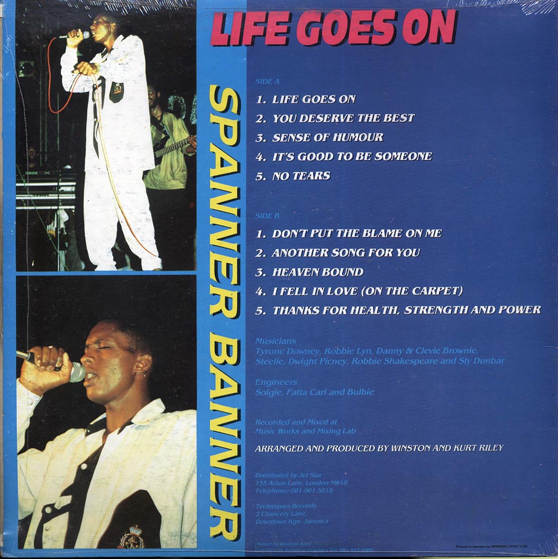 Spanner Banner - Life Goes On (Jamaica press) (orig. press) vinyl LP back cover