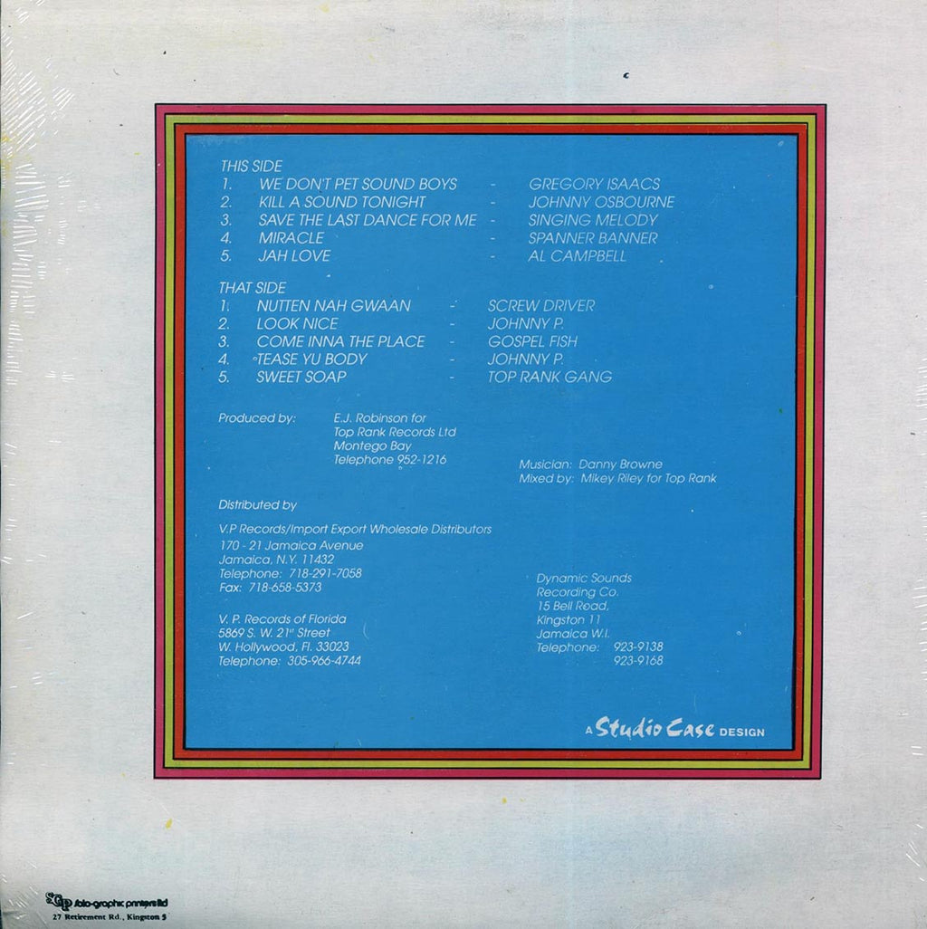 Johnny Osbourne, Gregory Isaacs, Al Campbell, Etc. - Reggae Soap (Jamaica press) (orig. press) vinyl LP back cover